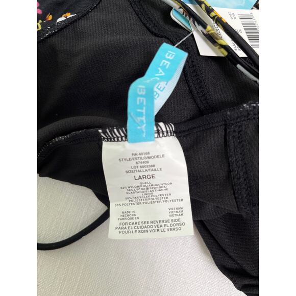 Beach Betty Miracle Brand Slim Black
Floral One Piece Swim L NWT - Picture 5 of 10